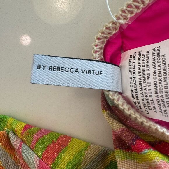 Becca by Rebecca Virtue Stripe Metallic Print Ring One Piece - Picture 4 of 12